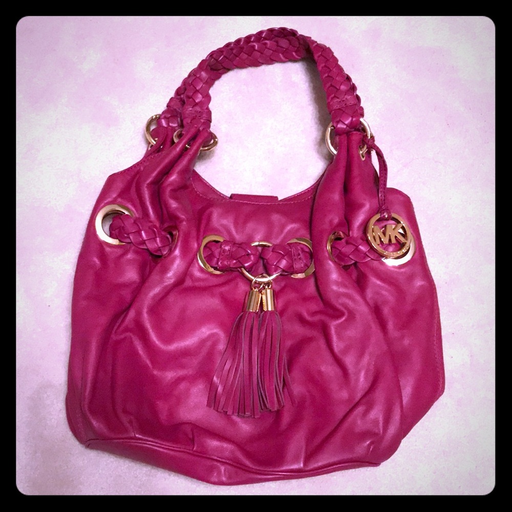 Raspberry Leather Michael Kors Shoulder Bag